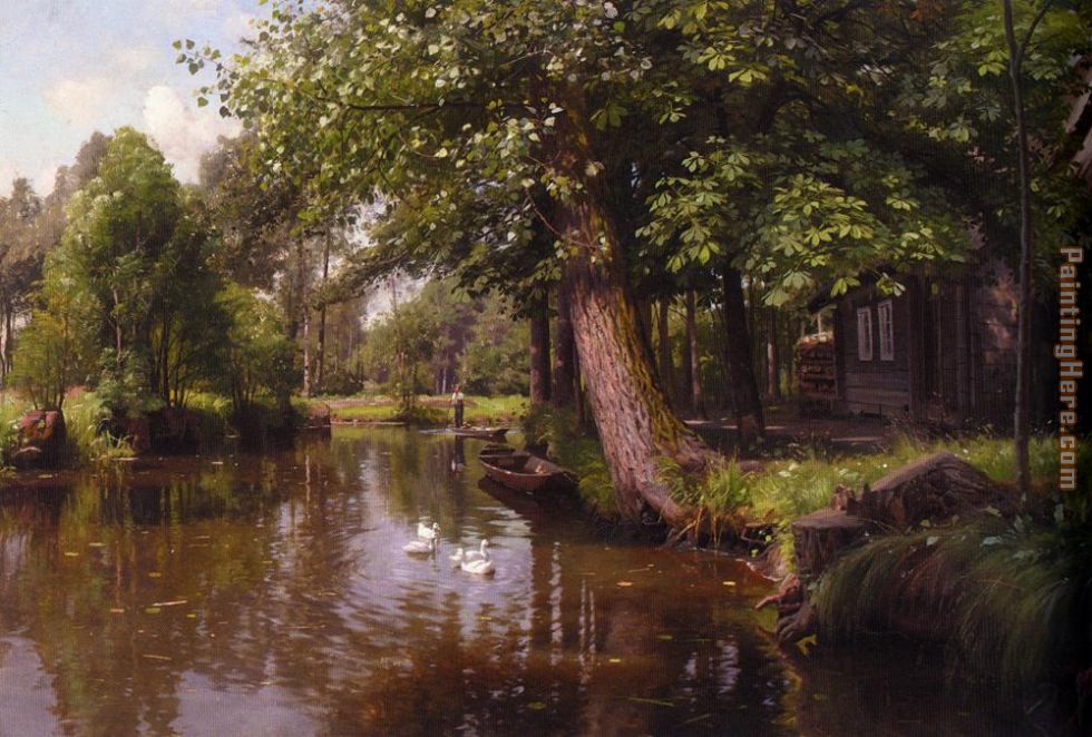 On the River painting - Peder Mork Monsted On the River art painting